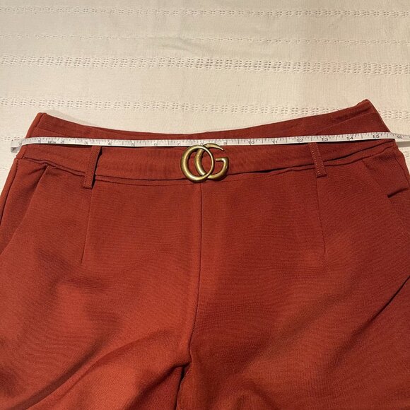 Orange brown skinny pants size L with fashion belt - Picture 3 of 7